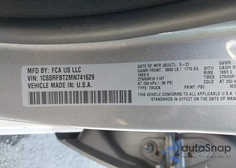 2021 Ram 1500 Big Horn 4X4 6'4 Box from USA, damaged, VIN 1C6SRFBT2MN741629